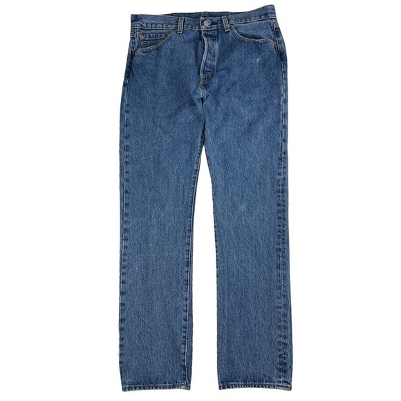 Levis 501 Original Button Fly Blue Jeans Men's 100% Cotton Straight Leg, 32/32 - Picture 4 of 16